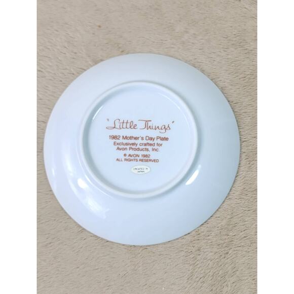 Avon Small Plate Porcelain 5" Mother's Day 1981 1982 Little Things Japan x2 Vtg - Picture 8 of 12